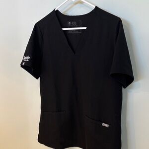 Figs Black Short Sleeve V-Neck Tee